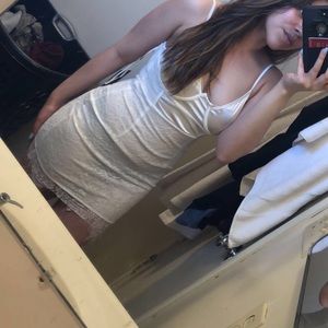 White satin top dress